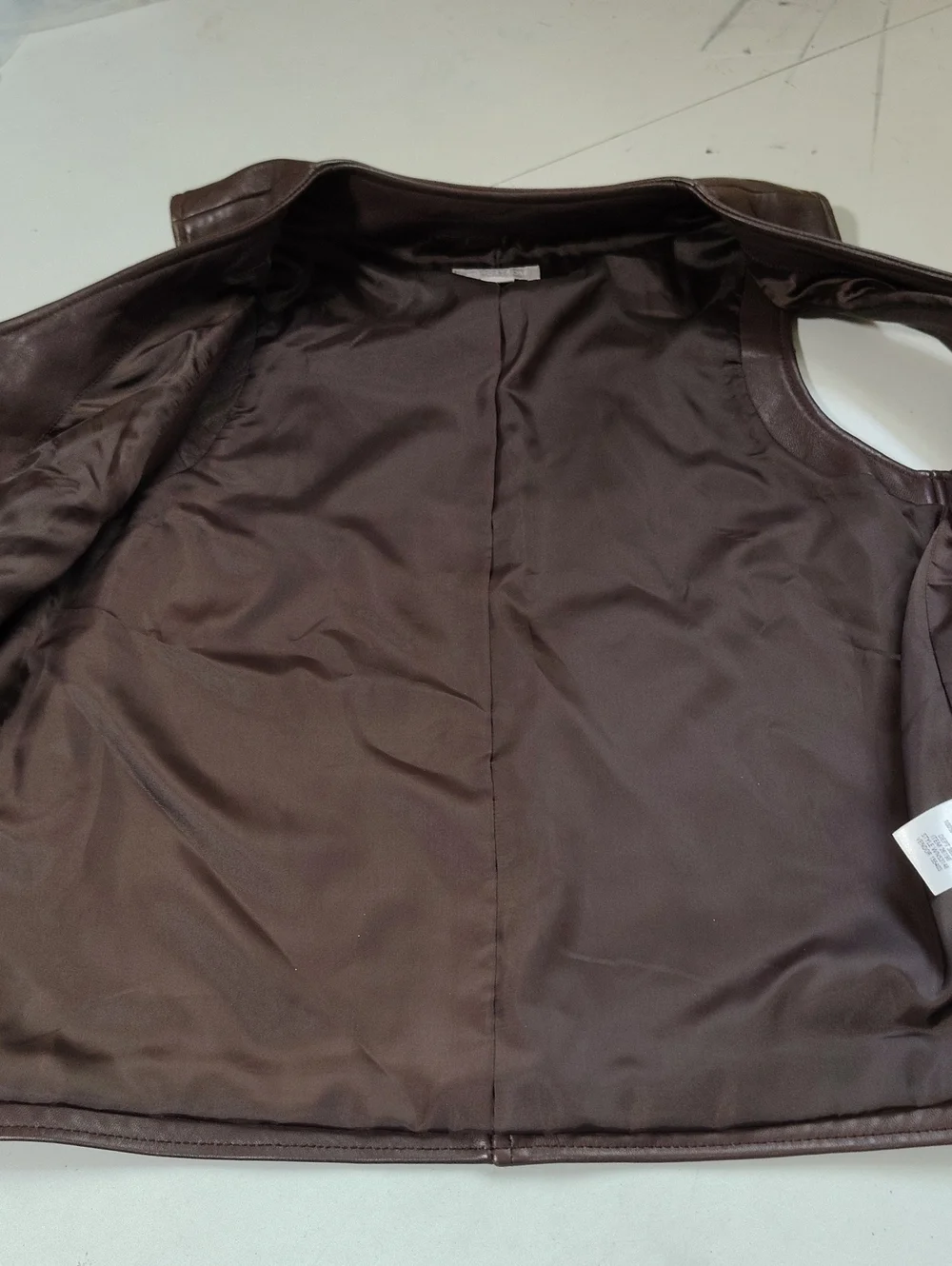 Nordstrom Lambskin Soft Leather Full Zip Vest Jacket Size XS Brown Grunge Biker